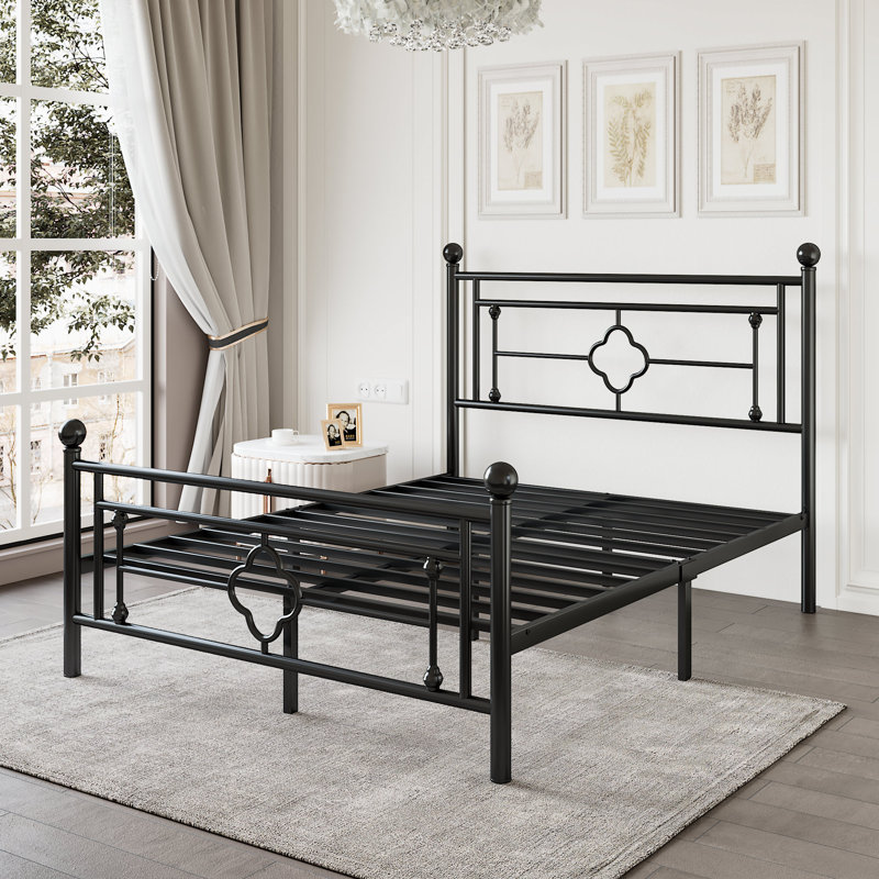 Lark Manor Ajayceon Metal Platform Bed Frame With Vintage Style Headboard And Footboard Reviews Wayfair